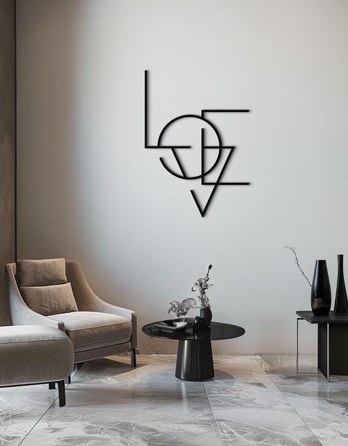 Resmi Galeri görüntüleyicisine yükleyin, Geometrik LOVE Metal Duvar Sanatı - Modern Minimalist Duvar Dekoru- KAF162
