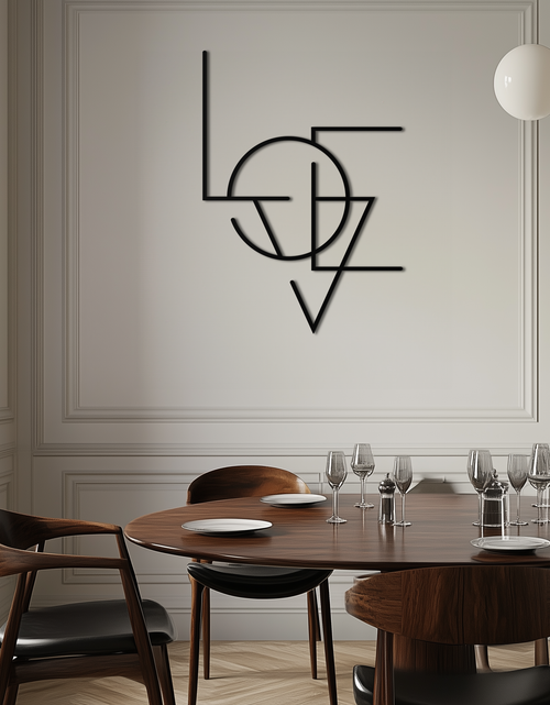 Resmi Galeri görüntüleyicisine yükleyin, Geometrik LOVE Metal Duvar Sanatı - Modern Minimalist Duvar Dekoru- KAF162
