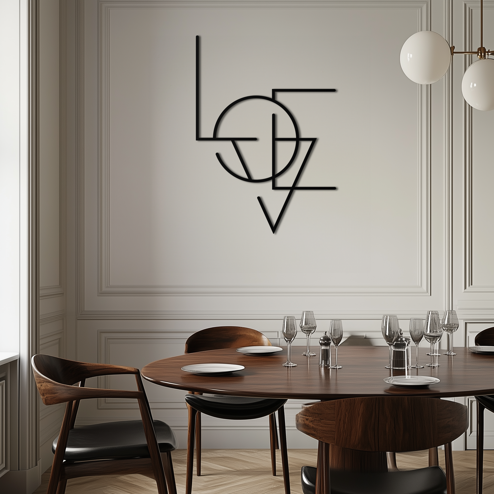 Geometrik LOVE Metal Duvar Sanatı - Modern Minimalist Duvar Dekoru- KAF162