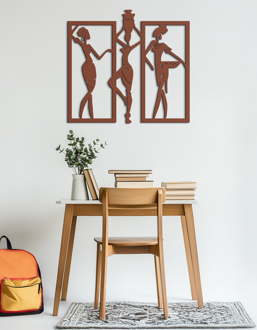 Load image into Gallery viewer, African Women Metal Wall Art - Elegant Tribal Wall Decor- KAF163
