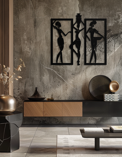 Load image into Gallery viewer, African Women Metal Wall Art - Elegant Tribal Wall Decor- KAF163
