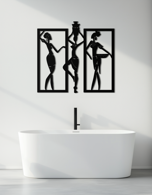 Load image into Gallery viewer, African Women Metal Wall Art - Elegant Tribal Wall Decor- KAF163
