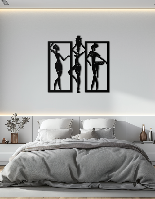 Load image into Gallery viewer, African Women Metal Wall Art - Elegant Tribal Wall Decor- KAF163
