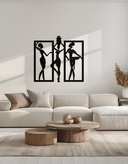 Load image into Gallery viewer, African Women Metal Wall Art - Elegant Tribal Wall Decor- KAF163
