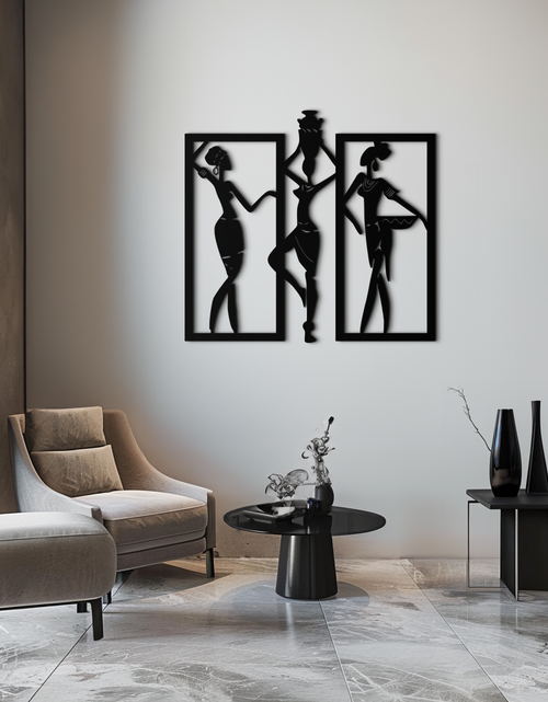 Load image into Gallery viewer, African Women Metal Wall Art - Elegant Tribal Wall Decor- KAF163
