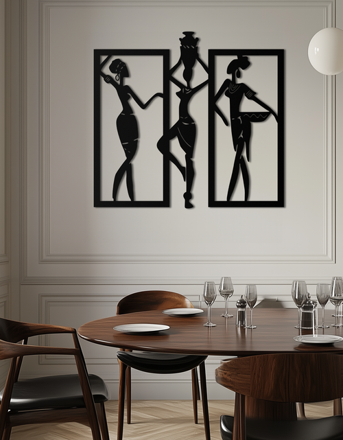 Load image into Gallery viewer, African Women Metal Wall Art - Elegant Tribal Wall Decor- KAF163
