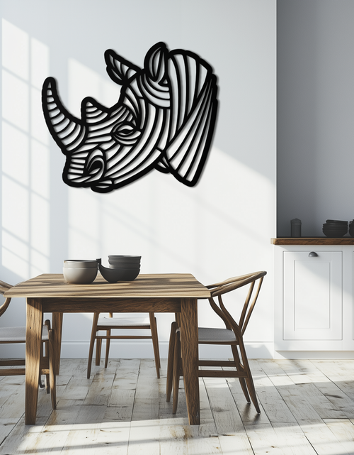 Load image into Gallery viewer, Geometric Rhino Metal Wall Art - Modern Wildlife Decor- KAF164
