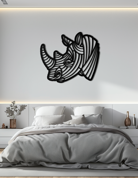 Geometric Rhino Metal Wall Art - Modern Wildlife Decor- KAF164