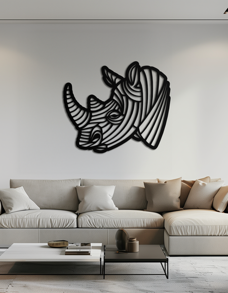 Geometric Rhino Metal Wall Art - Modern Wildlife Decor- KAF164