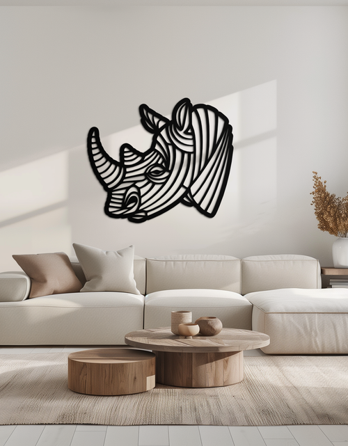 Load image into Gallery viewer, Geometric Rhino Metal Wall Art - Modern Wildlife Decor- KAF164
