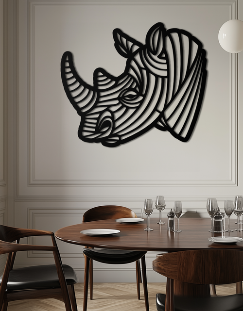 Load image into Gallery viewer, Geometric Rhino Metal Wall Art - Modern Wildlife Decor- KAF164
