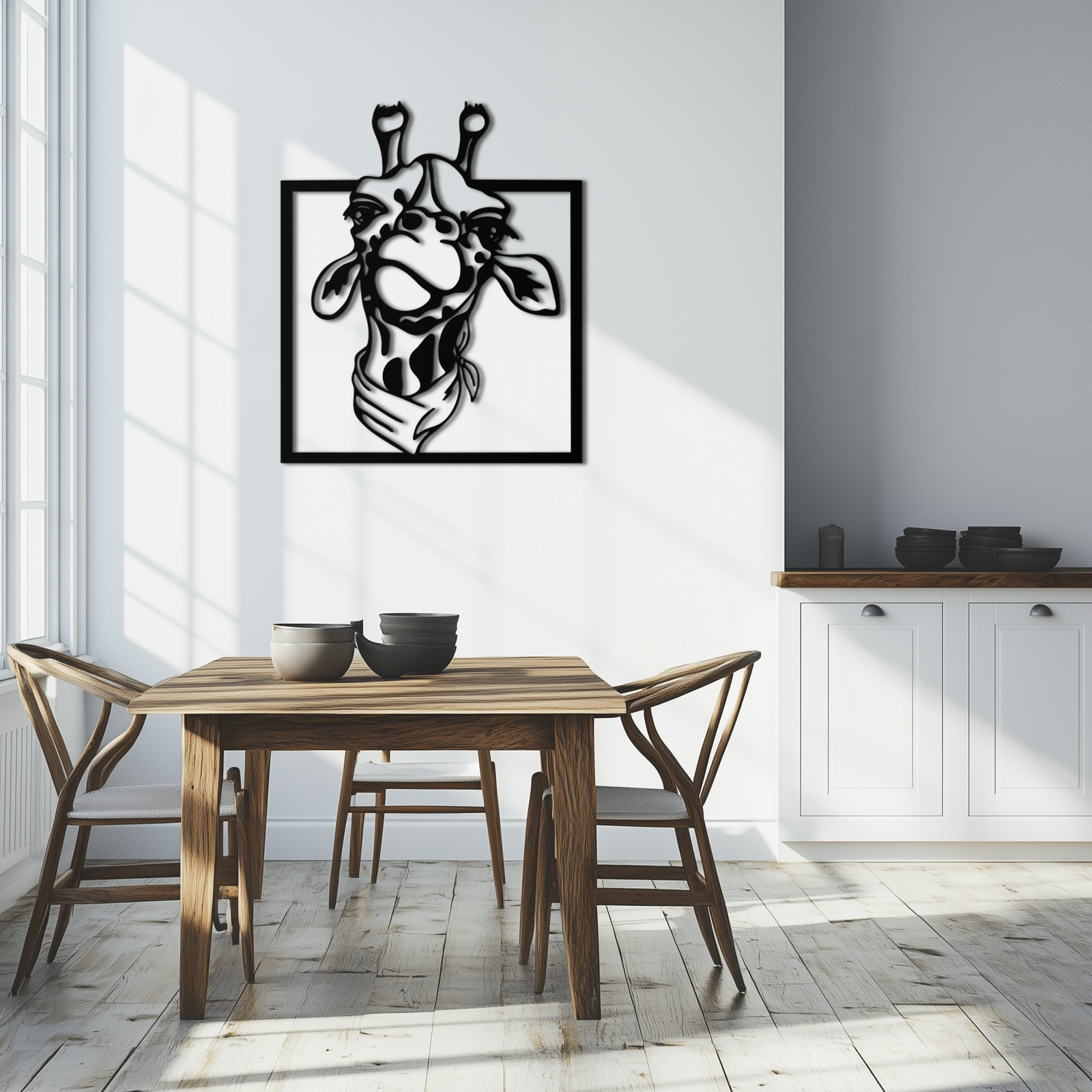 Giraffe Metal Wall Art - Playful Safari Animal Decor- KAF165