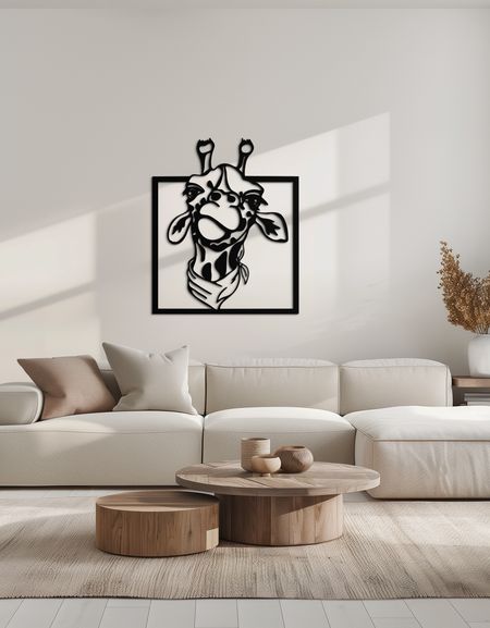 Zürafa Metal Duvar Sanatı - Eğlenceli Safari Hayvan Dekoru- KAF165