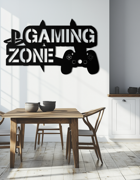 Gaming Zone Metal Wall Art - Gamer Room Decor- KAF169