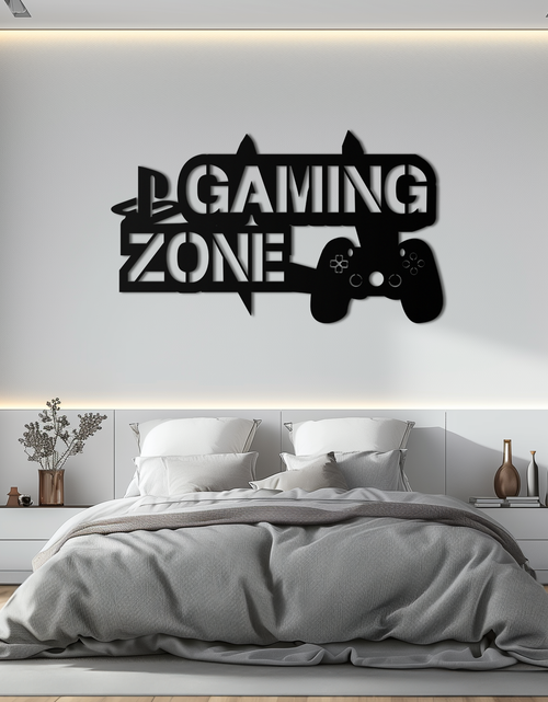 Load image into Gallery viewer, Gaming Zone Metal Wall Art - Gamer Room Decor- KAF169

