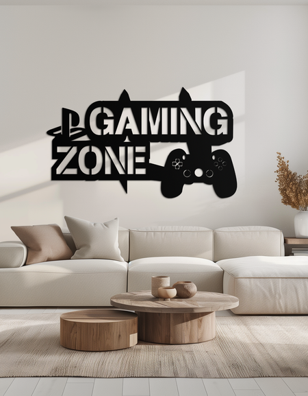 Gaming Zone Metal Wall Art - Gamer Room Decor- KAF169