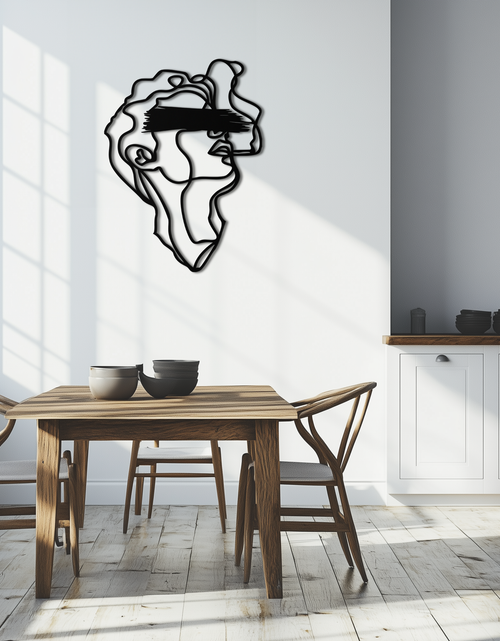 Load image into Gallery viewer, Blindfolded Men Metal Wall Art - Abstract Minimalist Line Art Decor- KAF170
