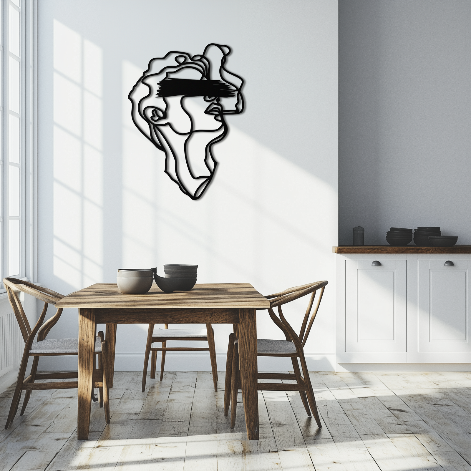 Blindfolded Men Metal Wall Art - Abstract Minimalist Line Art Decor- KAF170