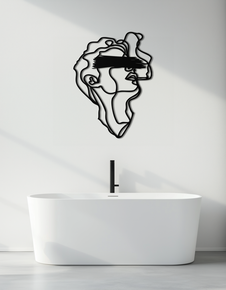 Gözü Bağlı Adamlar Metal Duvar Sanatı - Soyut Minimalist Çizgi Sanatı Dekoru- KAF170