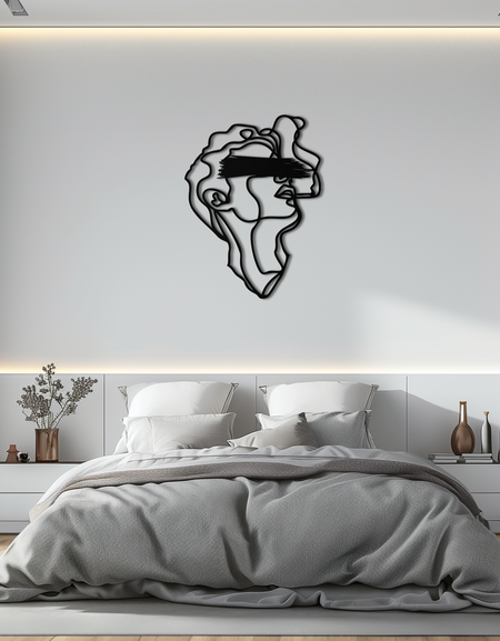 Gözü Bağlı Adamlar Metal Duvar Sanatı - Soyut Minimalist Çizgi Sanatı Dekoru- KAF170