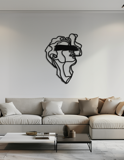 Load image into Gallery viewer, Blindfolded Men Metal Wall Art - Abstract Minimalist Line Art Decor- KAF170
