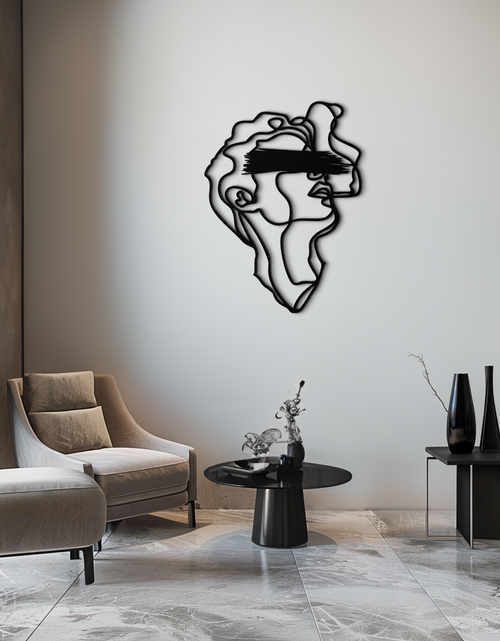Load image into Gallery viewer, Blindfolded Men Metal Wall Art - Abstract Minimalist Line Art Decor- KAF170
