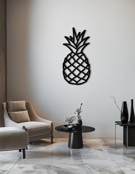 Ananas Metal Duvar Sanatı - Tropikal Geometrik Ev Dekoru- KAF171 