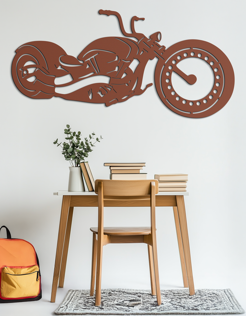 Load image into Gallery viewer, Motorcycle Metal Wall Art - Biker Decor for Garage &amp; Man Cave- KAF172
