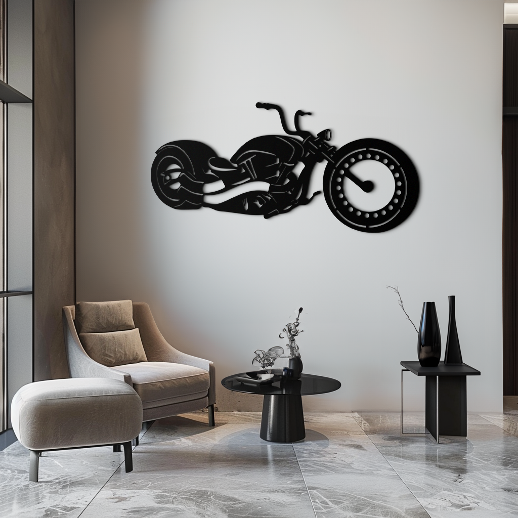 Motosiklet Metal Duvar Sanatı - Garaj ve Erkek Mağarası için Motorcu Dekoru - KAF172