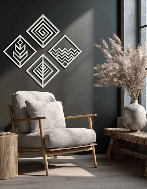 Load image into Gallery viewer, Four Elements Metal Wall Art - Modern Geometric Nature Decor- KAF173
