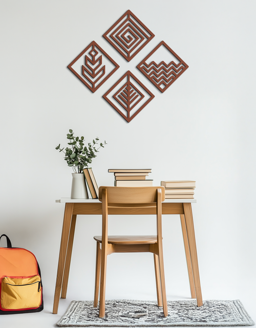 Load image into Gallery viewer, Four Elements Metal Wall Art - Modern Geometric Nature Decor- KAF173
