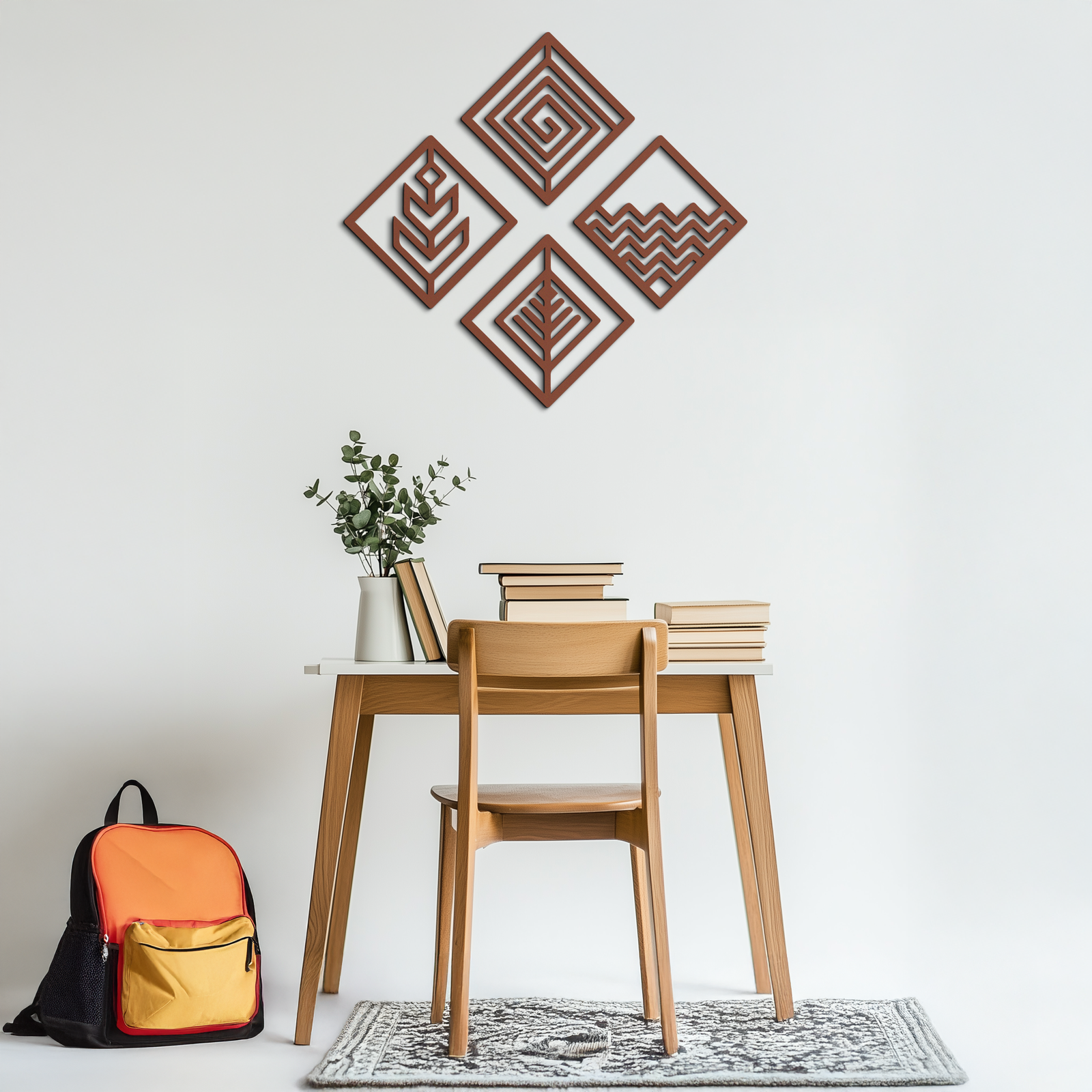 Four Elements Metal Wall Art - Modern Geometric Nature Decor- KAF173