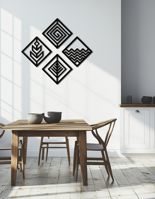 Resmi Galeri görüntüleyicisine yükleyin, Dört Element Metal Duvar Sanatı - Modern Geometrik Doğa Dekoru- KAF173
