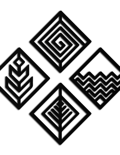 Resmi Galeri görüntüleyicisine yükleyin, Dört Element Metal Duvar Sanatı - Modern Geometrik Doğa Dekoru- KAF173
