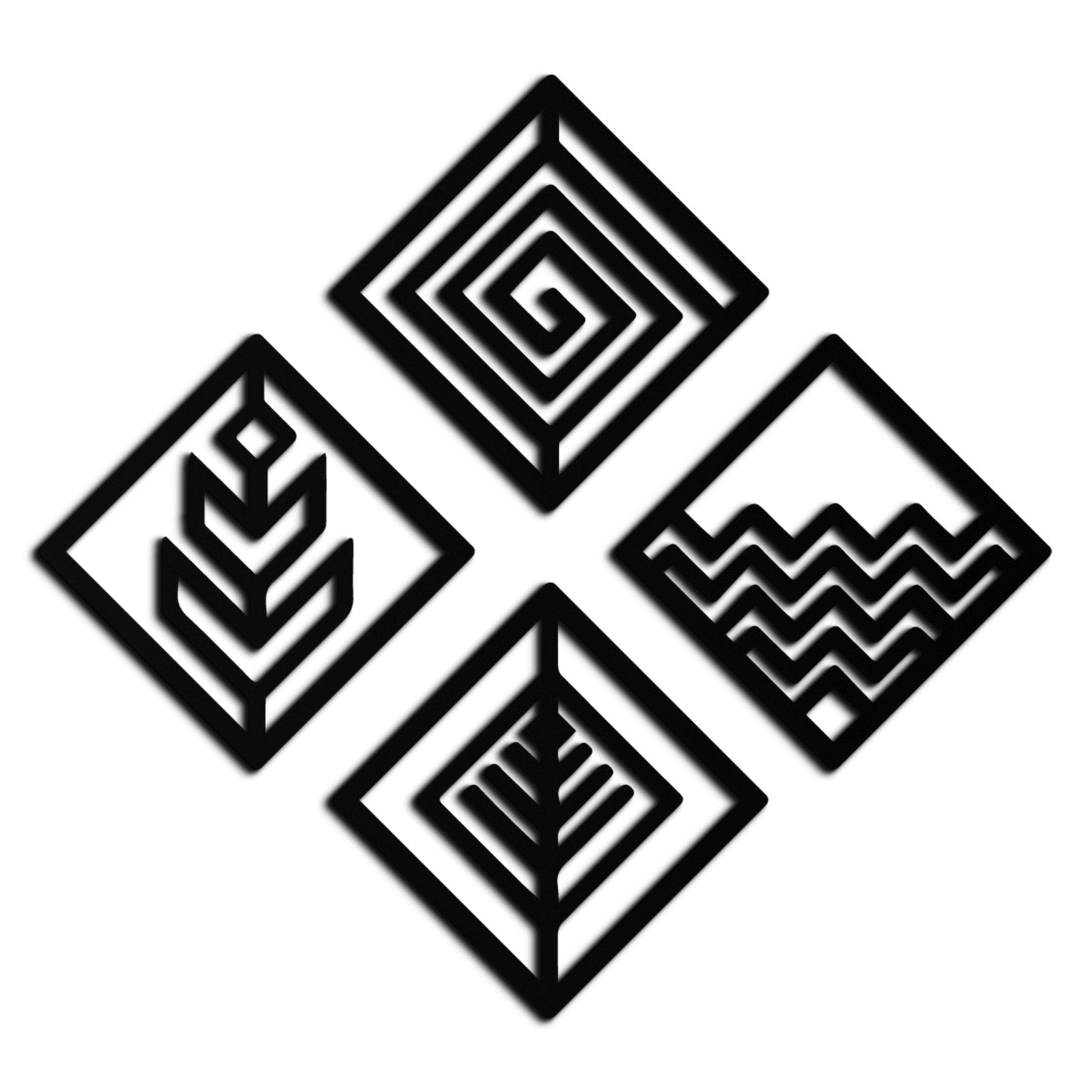 Four Elements Metal Wall Art - Modern Geometric Nature Decor- KAF173