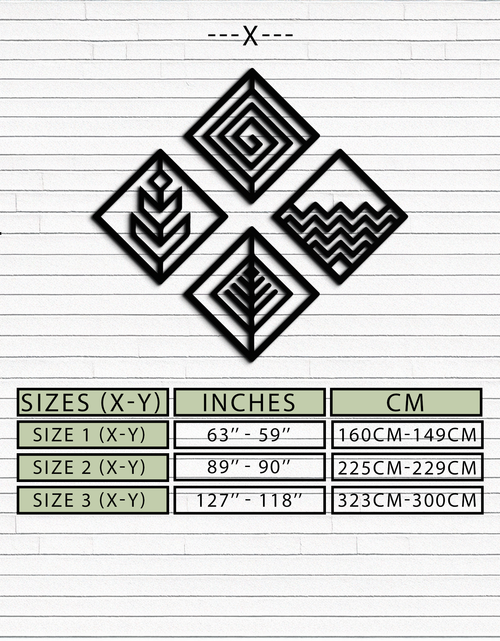 Resmi Galeri görüntüleyicisine yükleyin, Dört Element Metal Duvar Sanatı - Modern Geometrik Doğa Dekoru- KAF173
