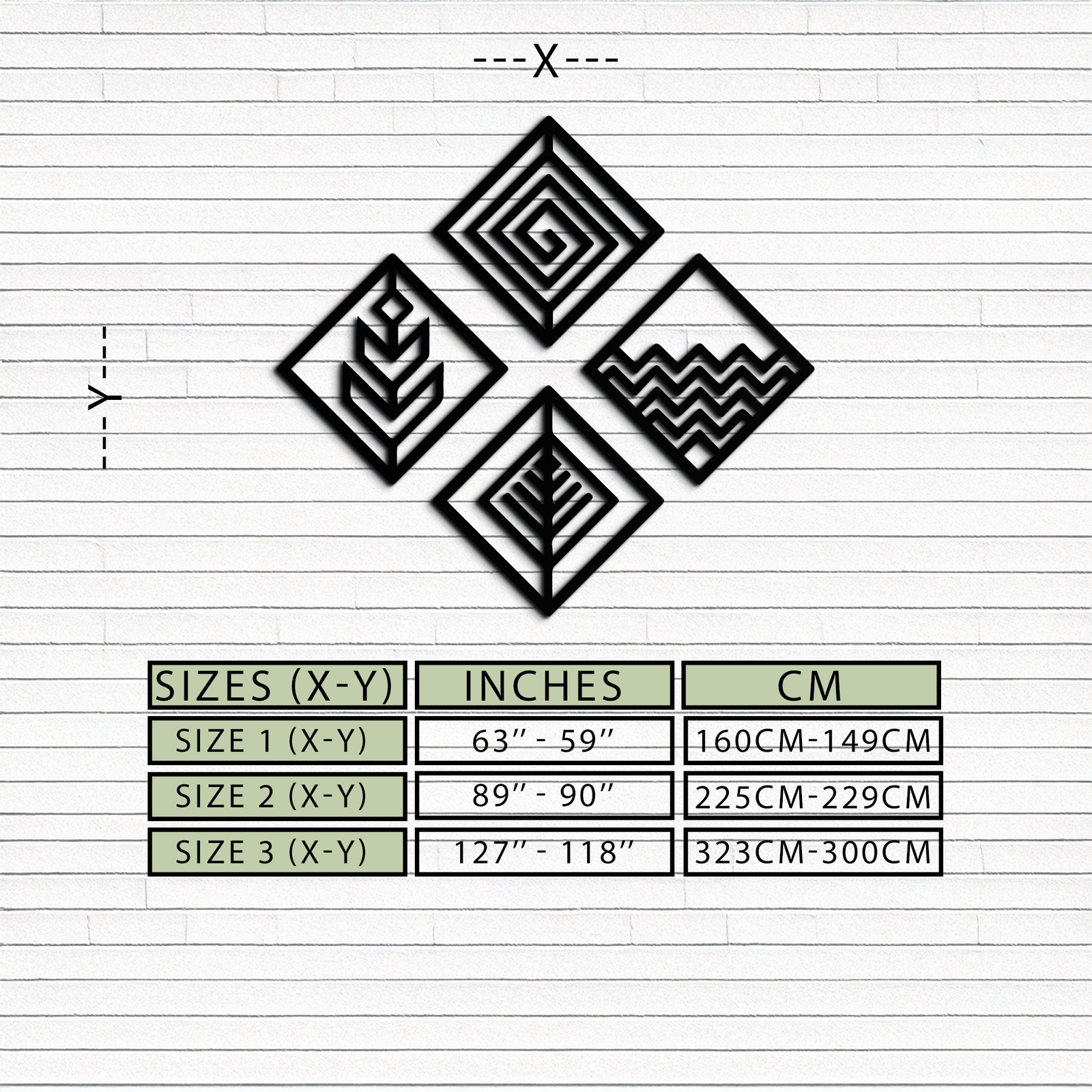 Dört Element Metal Duvar Sanatı - Modern Geometrik Doğa Dekoru- KAF173