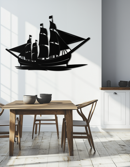 Korsan Gemisi Metal Duvar Sanatı - Ev ve Ofis için Denizcilik Dekoru - KAF175