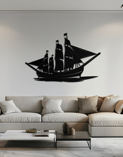Load image into Gallery viewer, Pirate Ship Metal Wall Art - Nautical Decor for Home &amp; Office- KAF175
