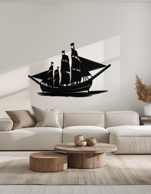 Load image into Gallery viewer, Pirate Ship Metal Wall Art - Nautical Decor for Home &amp; Office- KAF175
