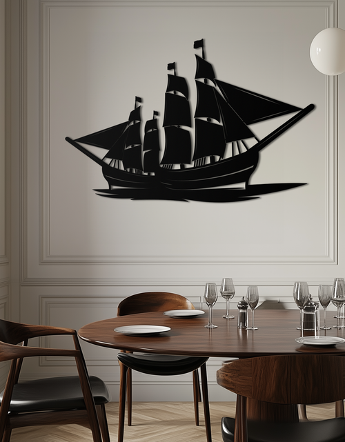 Load image into Gallery viewer, Pirate Ship Metal Wall Art - Nautical Decor for Home &amp; Office- KAF175
