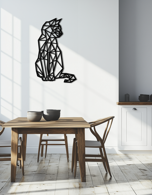 Load image into Gallery viewer, Geometric Cat Metal Wall Art - Modern Feline Home Decor- KAF176
