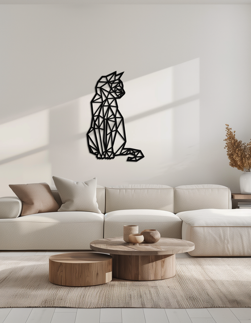 Load image into Gallery viewer, Geometric Cat Metal Wall Art - Modern Feline Home Decor- KAF176
