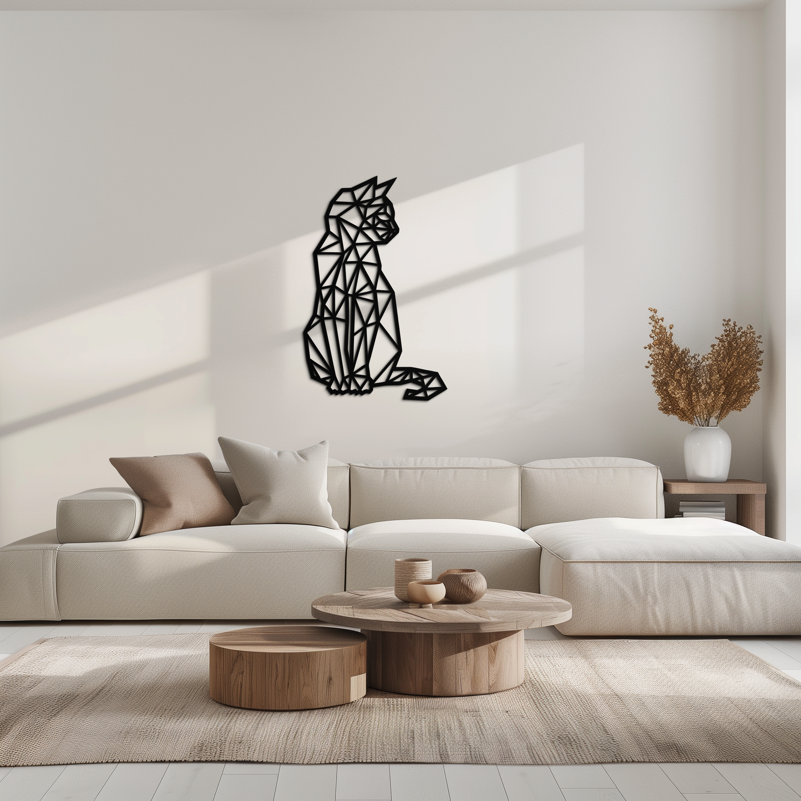 Geometric Cat Metal Wall Art - Modern Feline Home Decor- KAF176