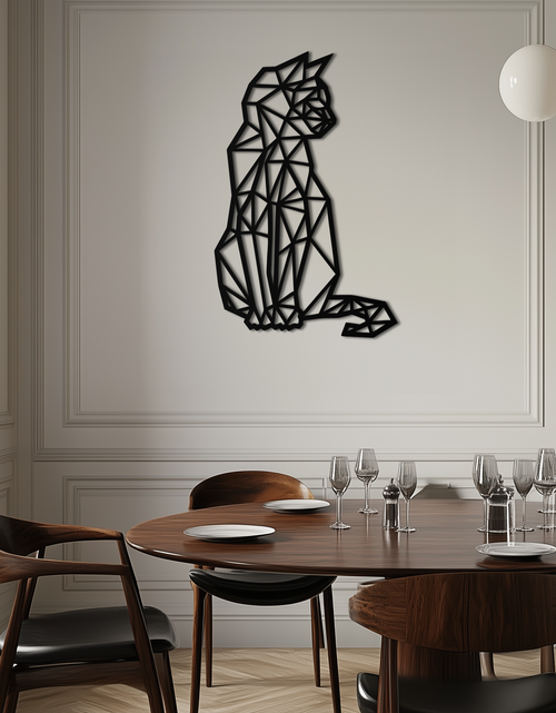 Load image into Gallery viewer, Geometric Cat Metal Wall Art - Modern Feline Home Decor- KAF176
