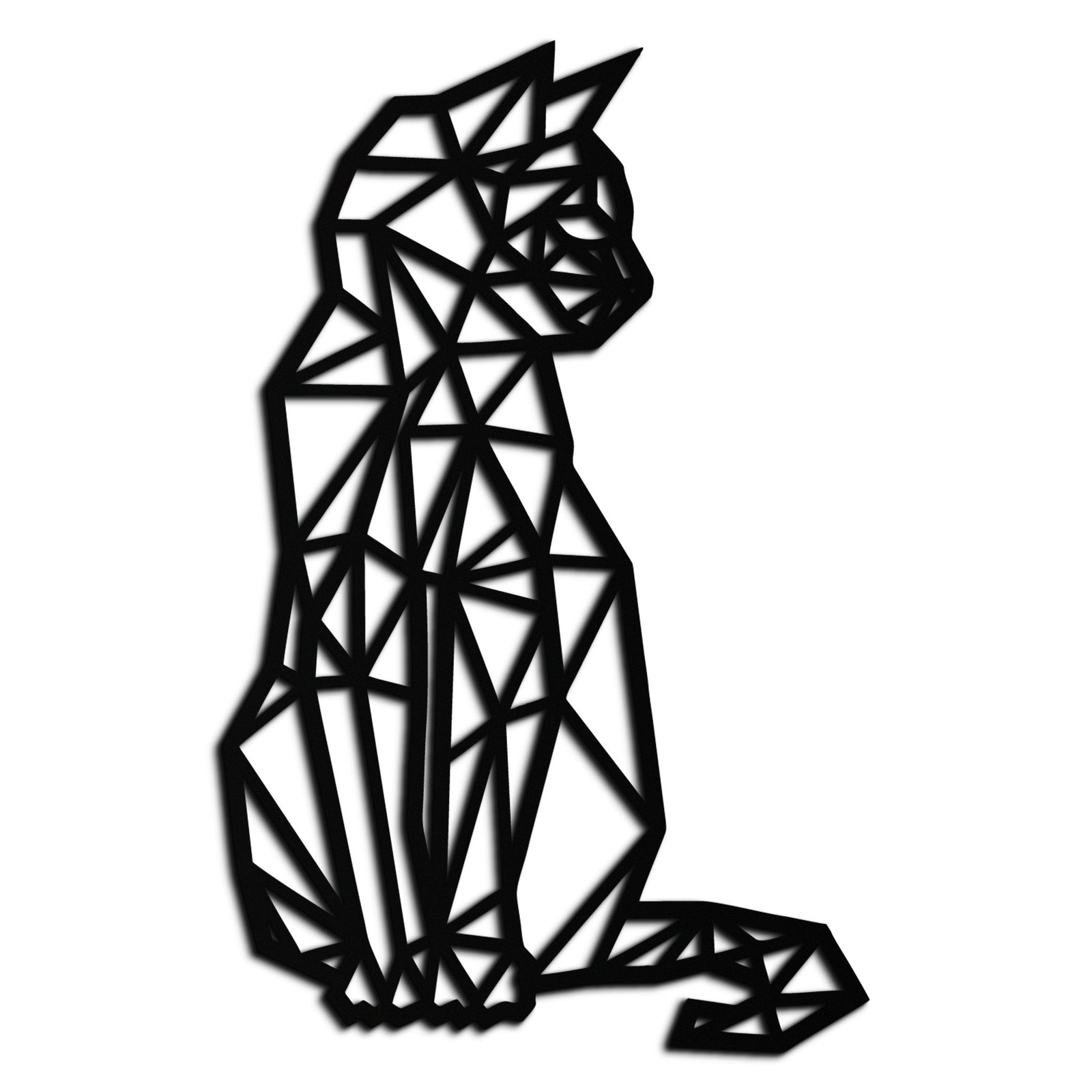 Geometric Cat Metal Wall Art - Modern Feline Home Decor- KAF176