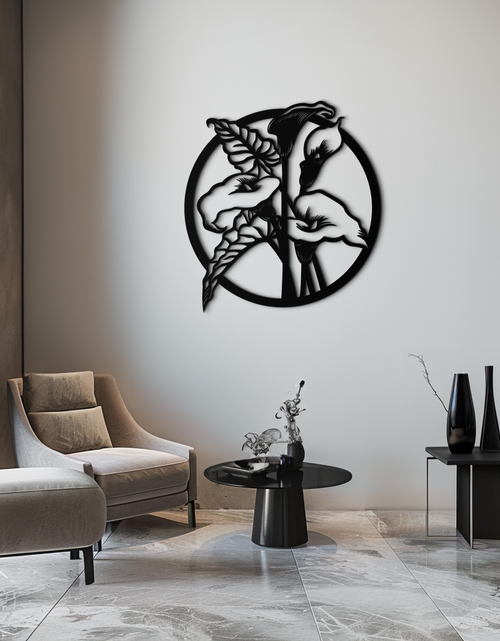 Load image into Gallery viewer, Floral Elegance Metal Wall Art - Modern Circular Flower Decor- KAF177
