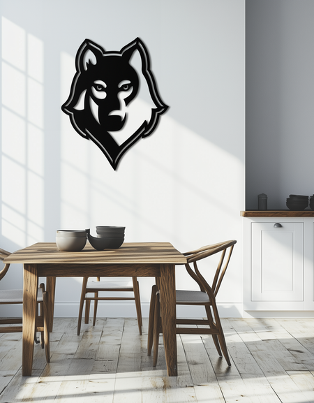 Kurt Metal Duvar Sanatı - Geometrik Kurt Başı Duvar Dekoru - KAF178