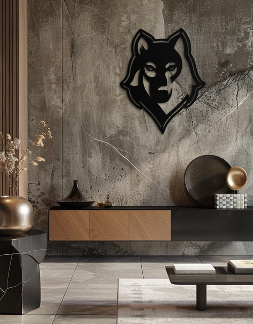 Load image into Gallery viewer, Wolf Metal Wall Art - Geometric Wolf Head Wall Decor- KAF178
