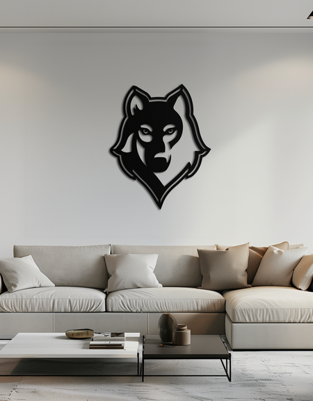 Kurt Metal Duvar Sanatı - Geometrik Kurt Başı Duvar Dekoru - KAF178